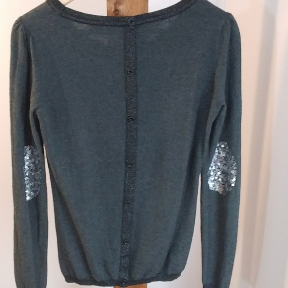 Maison Scotch Wool Blend Gray Pullover Sweater Blouse Long Sleeves Size 2 Sequin - Picture 6 of 16
